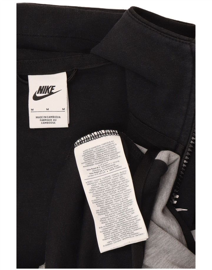 Nike Mens Zip Hoodie Sweater Medium Black Colourblock Cotton