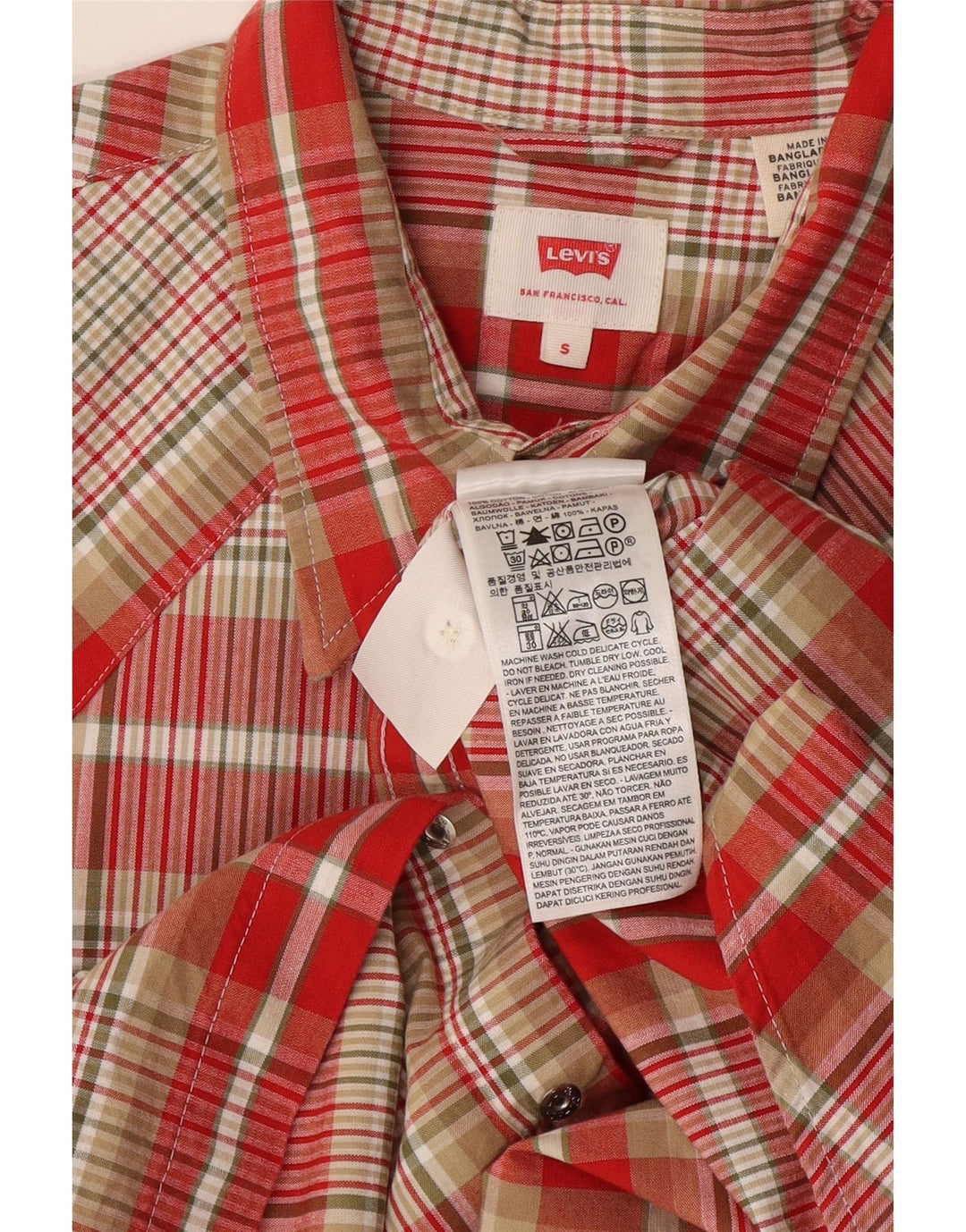 Levi's Mens Shirt Small Red Check Cotton