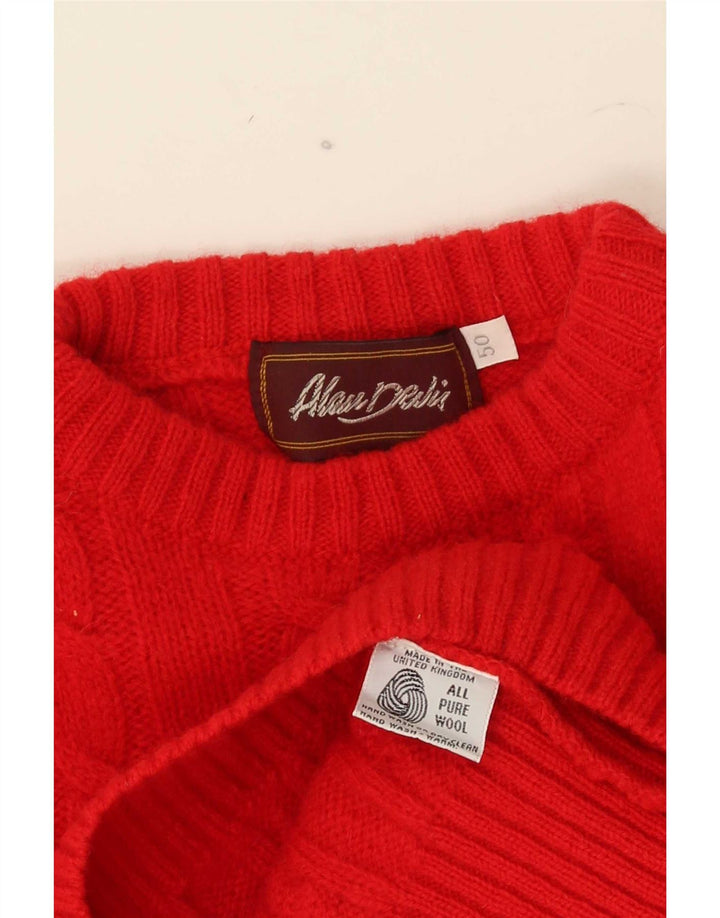 Vintage Mens Crew Neck Jumper Sweater IT 50 Medium Red Wool