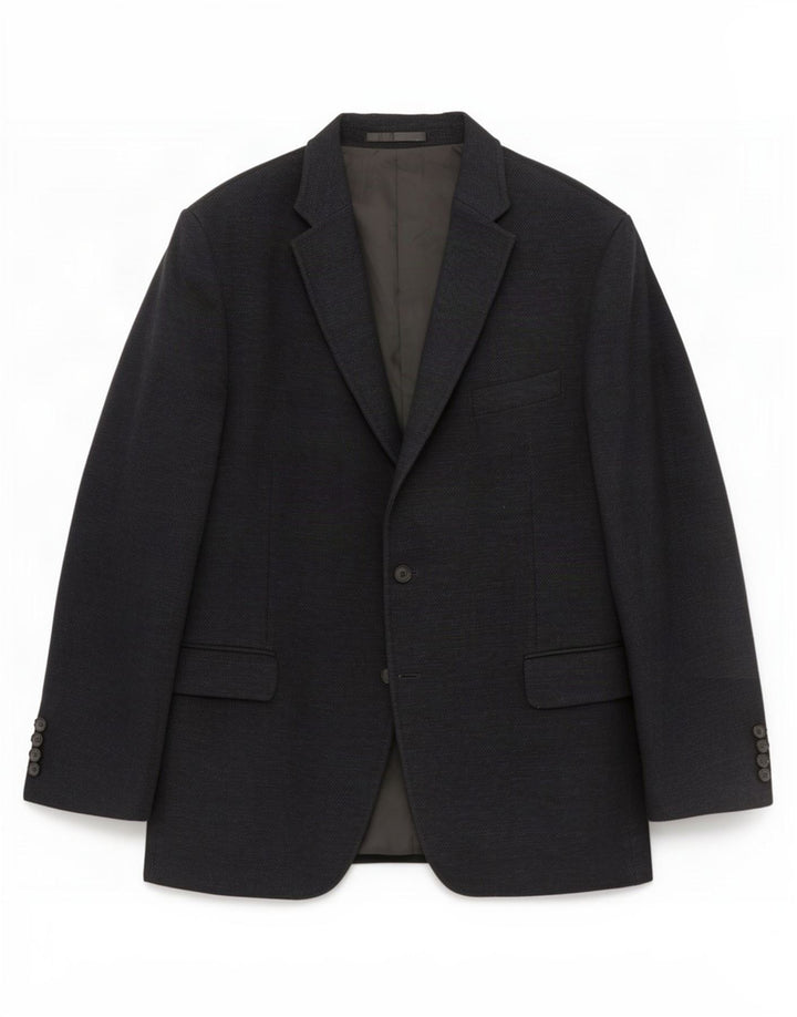 Marks & Spencer Mens 2 Button Blazer Jacket UK 46 XL Black Cotton