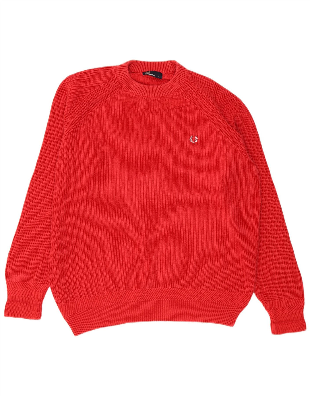 Fred Perry Mens Crew Neck Jumper Sweater XL Red Cotton