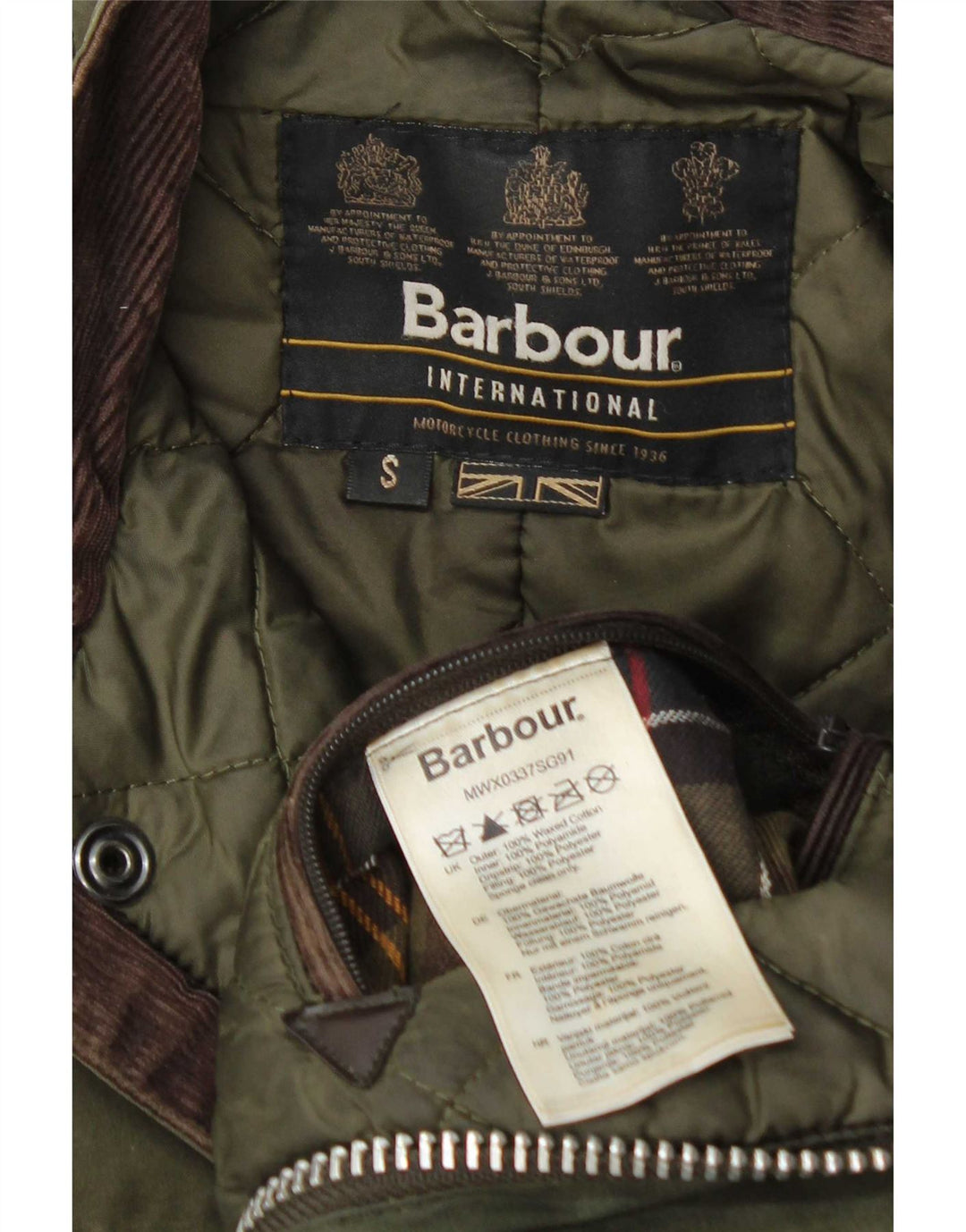 Barbour Mens Waxed Cotton Jacket UK 36 Small Green Cotton
