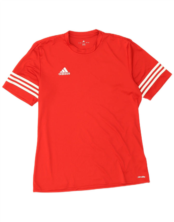 Adidas Mens Climalite T-Shirt Top Large Red Polyester