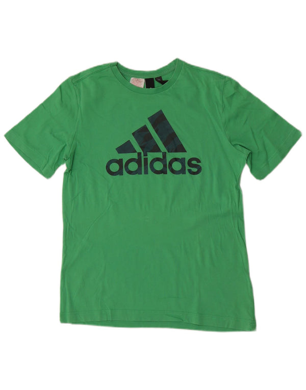 Adidas Boys Graphic T-Shirt Top 13-14 Years Green Cotton