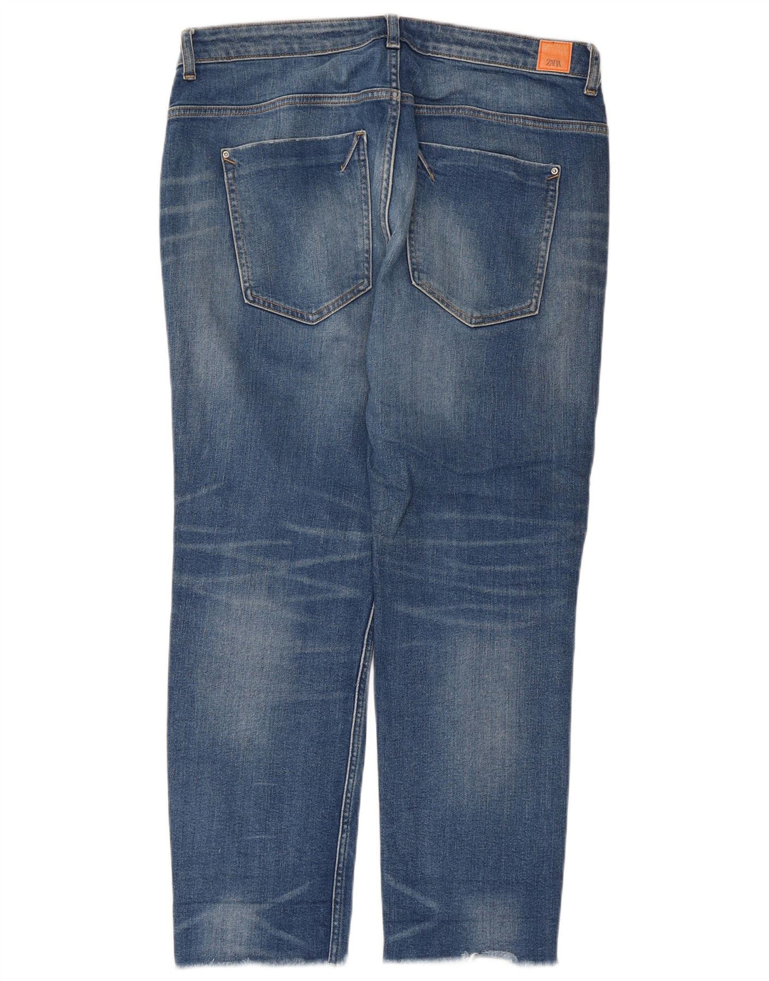 Zara Womens Distressed Straight Jeans EU 42 Large W32 L28 Blue