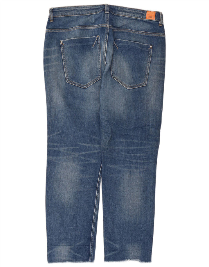 Zara Womens Distressed Straight Jeans EU 42 Large W32 L28 Blue