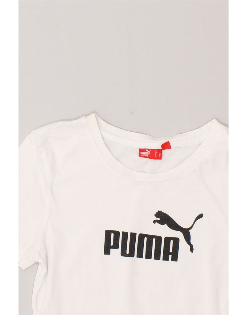 PUMA Womens Graphic T-Shirt Top UK 10 Small  White Cotton | Vintage Puma | Thrift | Second-Hand Puma | Used Clothing | Messina Hembry 