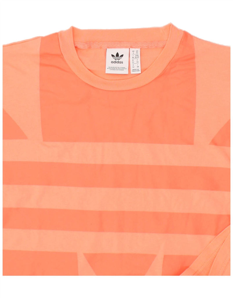 ADIDAS Womens Oversized Crop Graphic T-Shirt Top UK 6 XS Orange | Vintage Adidas | Thrift | Second-Hand Adidas | Used Clothing | Messina Hembry 