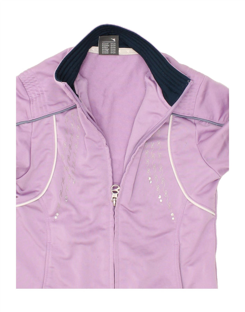 DIADORA Girls Graphic Tracksuit Top Jacket 8-9 Years Purple Polyester | Vintage Diadora | Thrift | Second-Hand Diadora | Used Clothing | Messina Hembry 