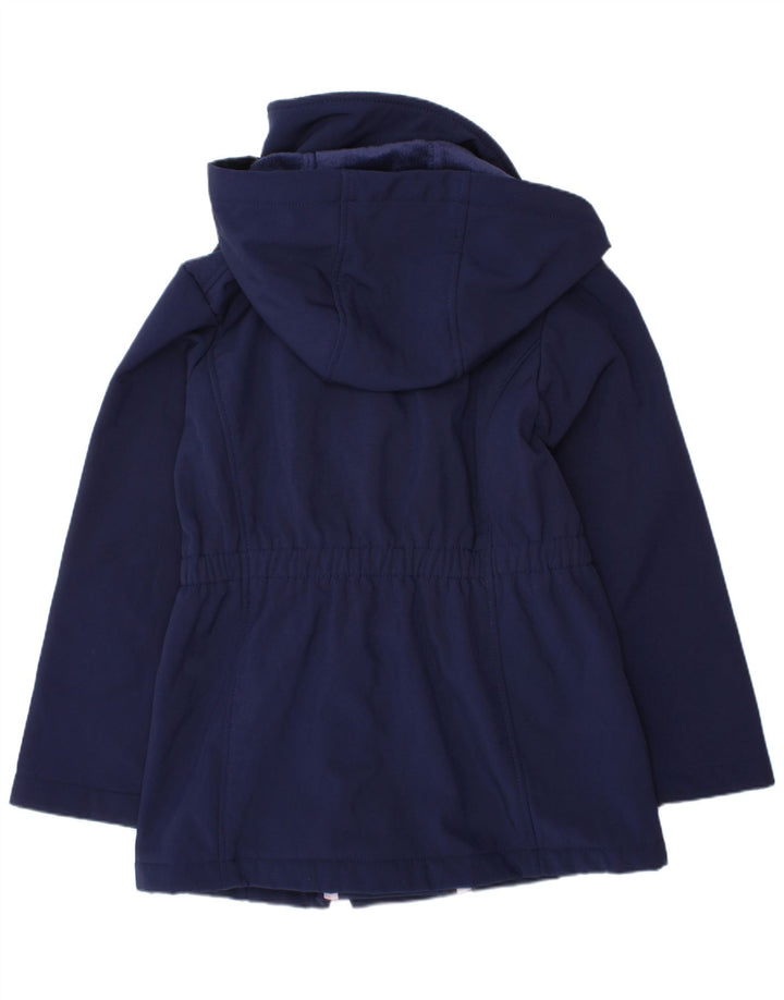 MICHAEL KORS Girls Hooded Windbreaker Coat 6-7 Years Navy Blue Polyester