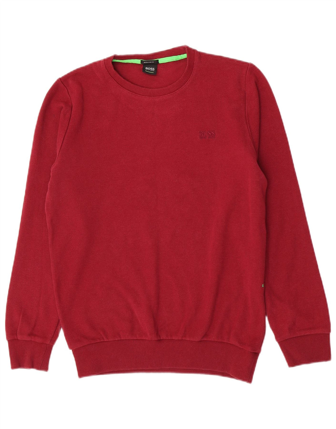 Hugo Boss Mens Regular Fit Sweatshirt Jumper Large Burgundy Cotton
