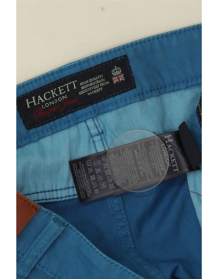 Hackett Mens Straight Casual Trousers W44 L31 Blue Cotton