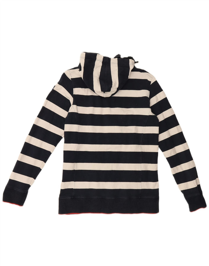Murphy & Nye Womens Zip Hoodie Sweater UK 12 Medium Navy Blue Striped