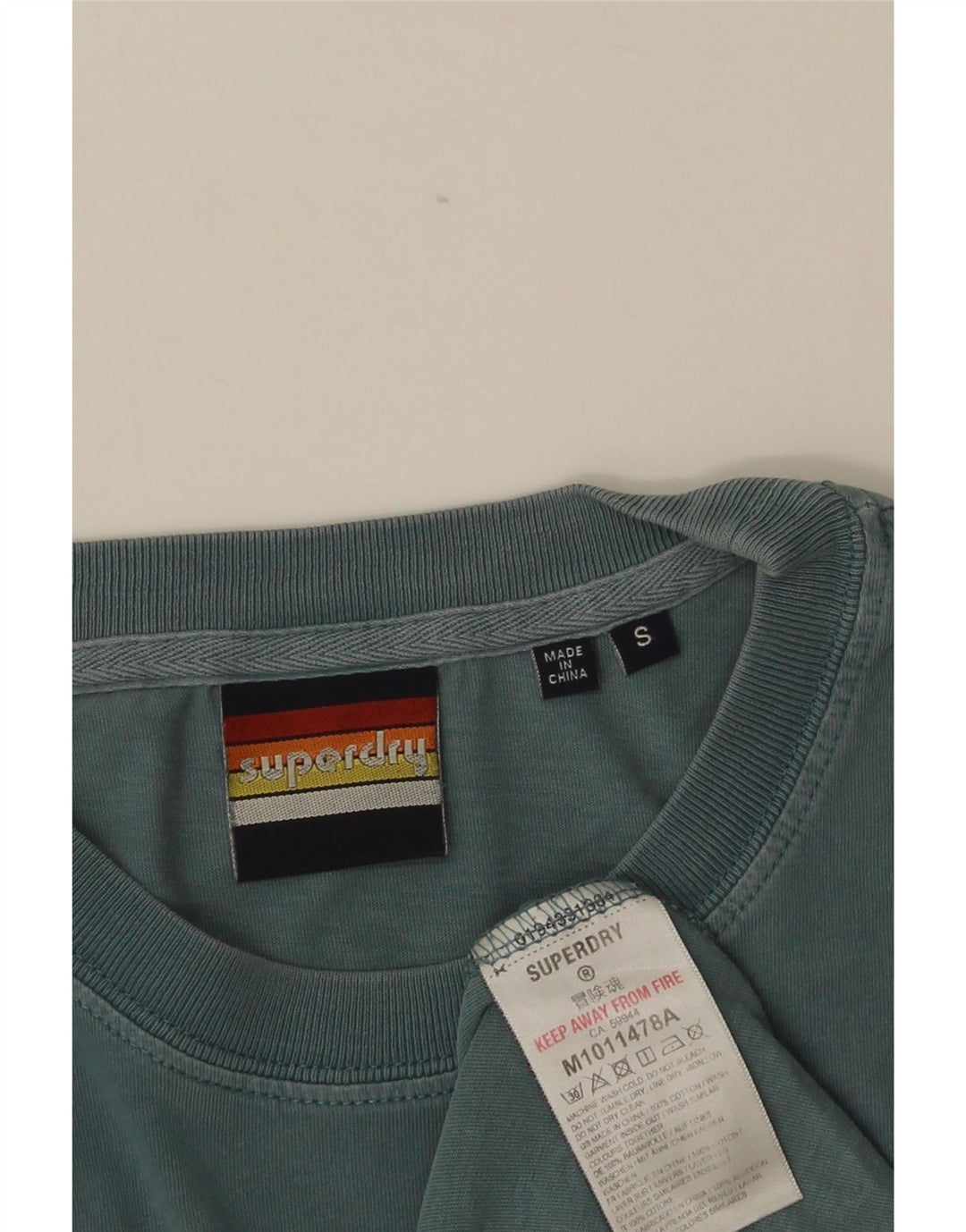 SUPERDRY Mens Graphic T-Shirt Top Small Blue Cotton