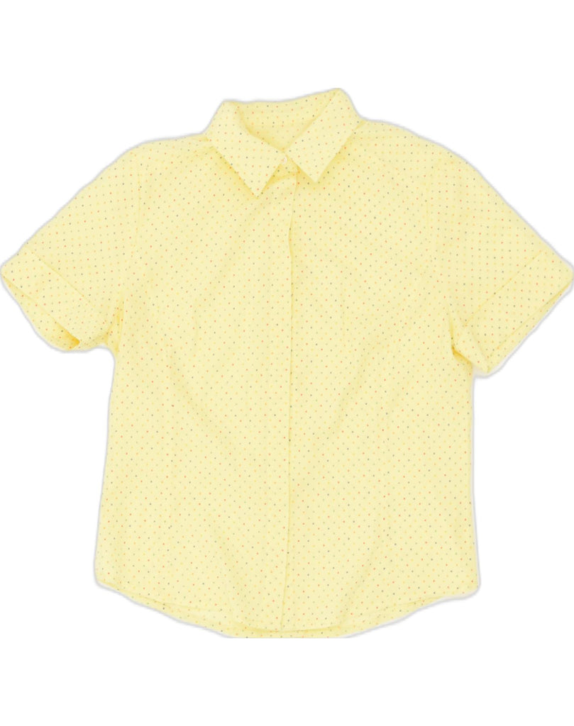 VINTAGE Womens Short Sleeve Shirt UK 12 Medium Yellow Spotted Cotton | Vintage Vintage | Thrift | Second-Hand Vintage | Used Clothing | Messina Hembry 