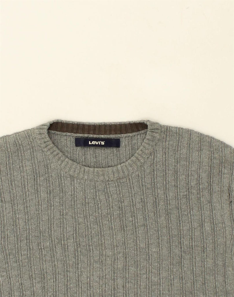 LEVI'S Mens Crew Neck Jumper Sweater Medium Grey Cotton | Vintage Levi's | Thrift | Second-Hand Levi's | Used Clothing | Messina Hembry 