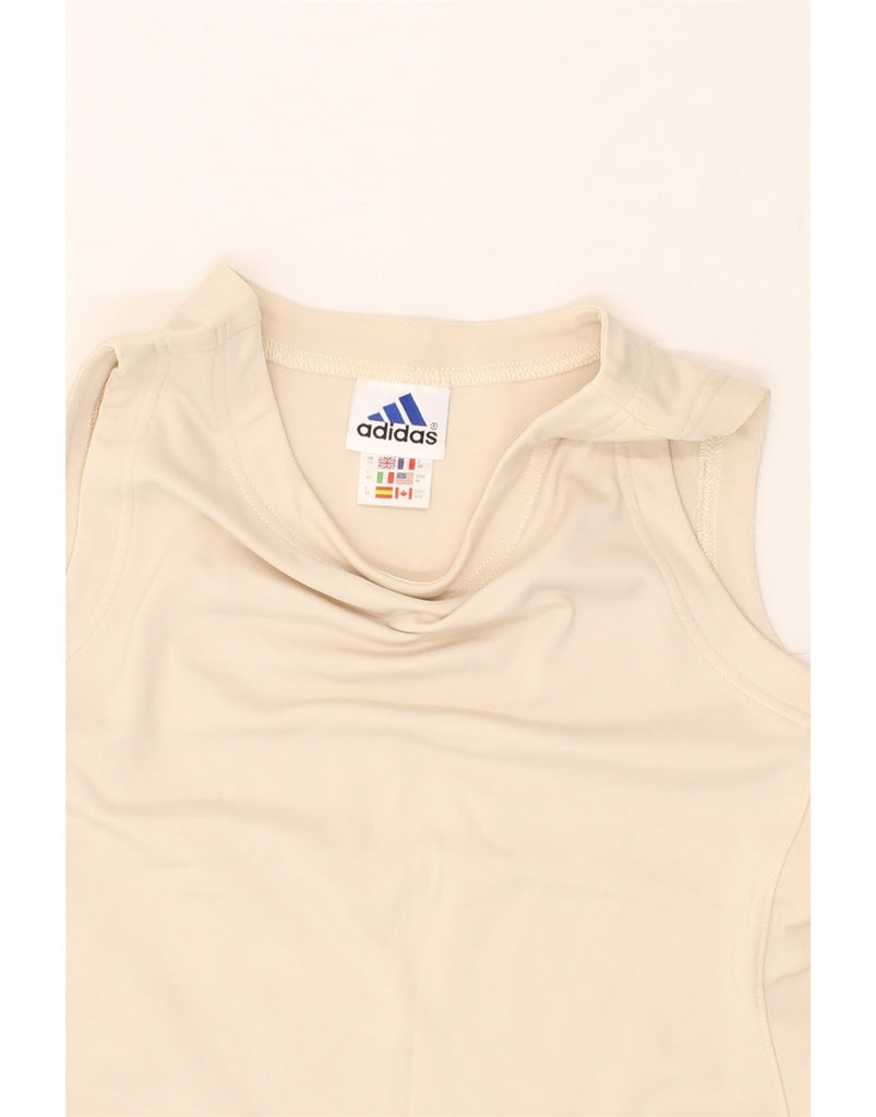 ADIDAS Womens Vest Top UK 12 Medium Beige | Vintage Adidas | Thrift | Second-Hand Adidas | Used Clothing | Messina Hembry 