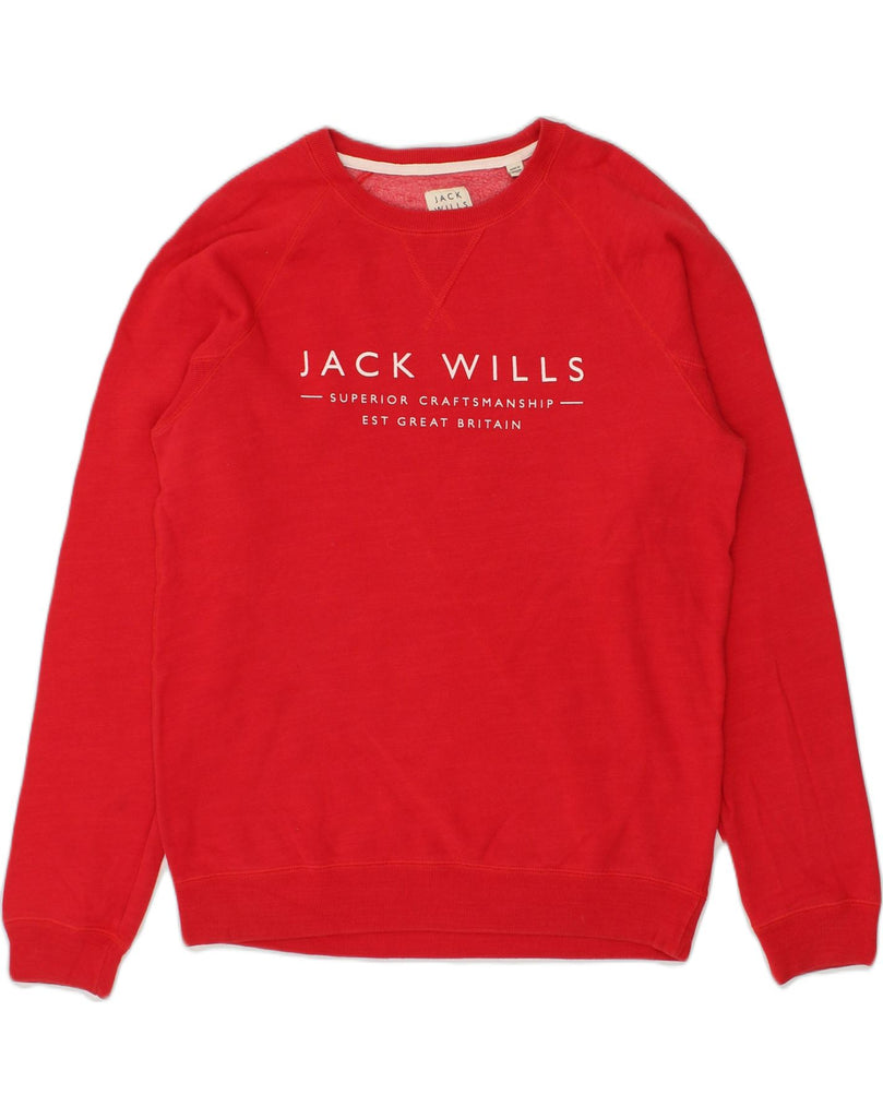 JACK WILLS Mens Graphic Sweatshirt Jumper Medium Red Cotton | Vintage Jack Wills | Thrift | Second-Hand Jack Wills | Used Clothing | Messina Hembry 