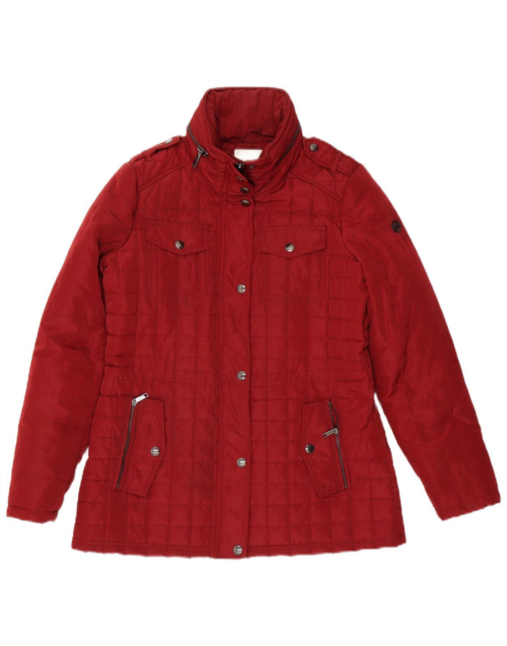 MICHAEL KORS Womens Military Quilted Jacket UK 14 Medium Red