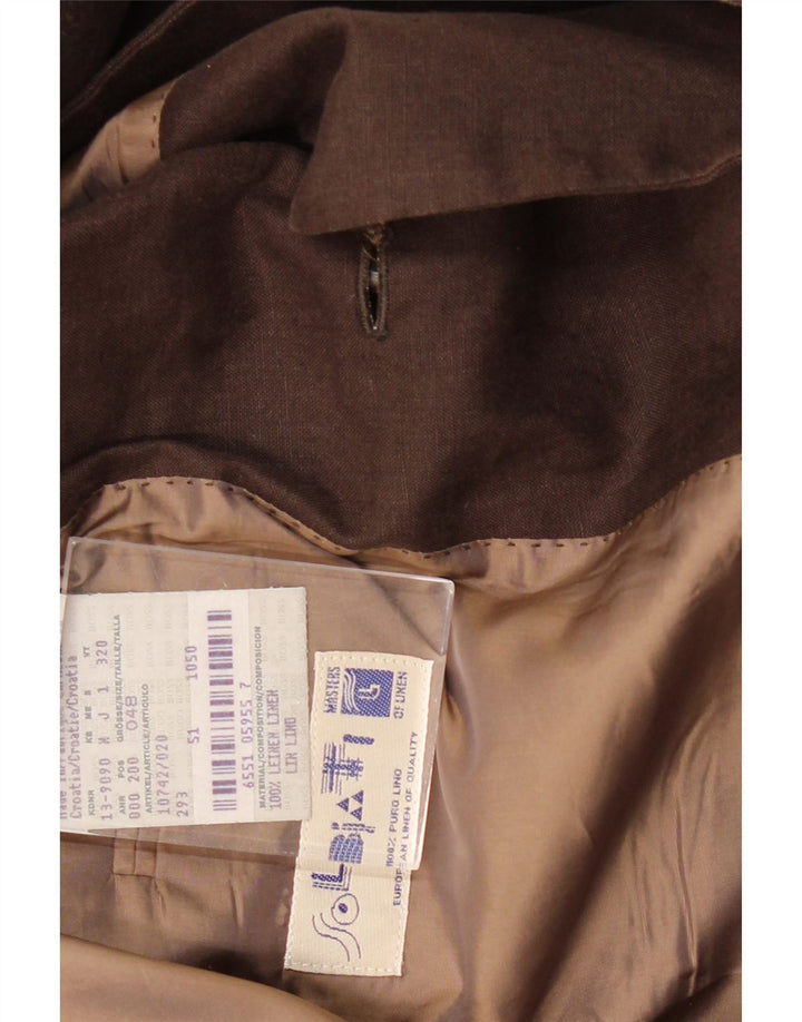 SOLBIATI Mens 2 Button Blazer Jacket IT 48 Medium Brown Linen