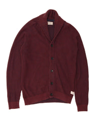 JACK & JONES Mens Cardigan Sweater Medium Burgundy Cotton