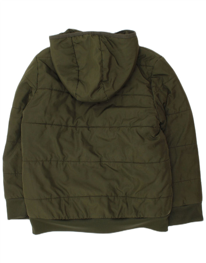 Adidas Boys Hooded Padded Jacket 7-8 Years Khaki Polyester