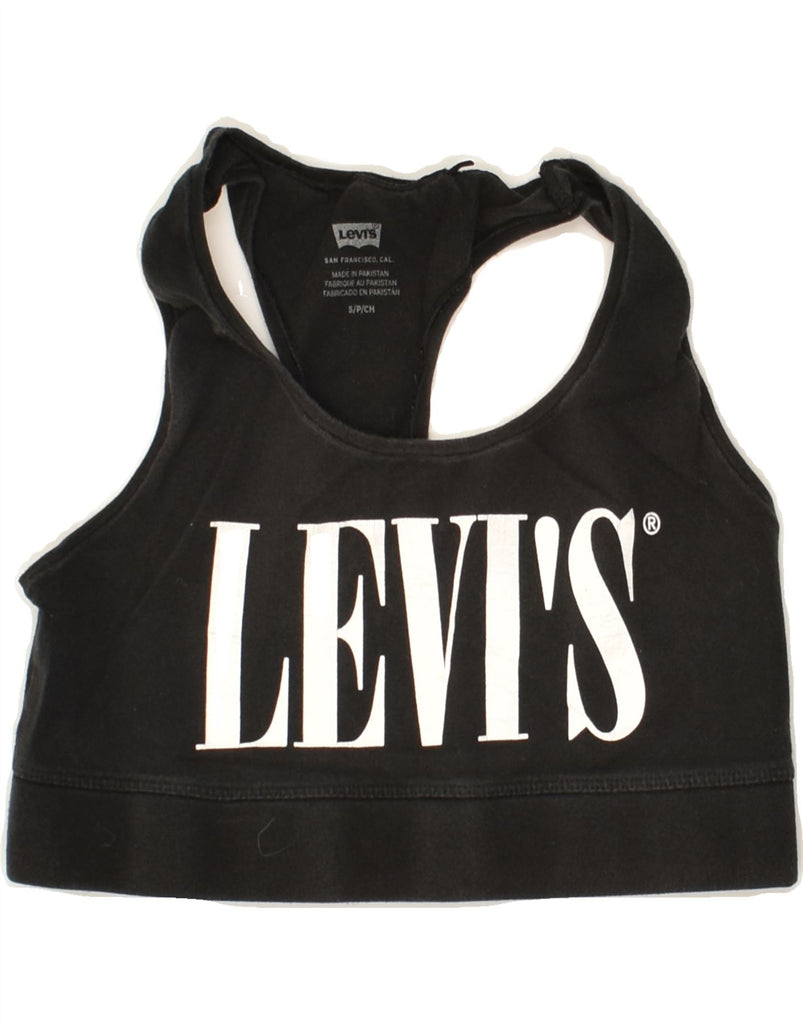 LEVI'S Womens Sport Bra Top UK 10 Small Black Cotton | Vintage Levi's | Thrift | Second-Hand Levi's | Used Clothing | Messina Hembry 