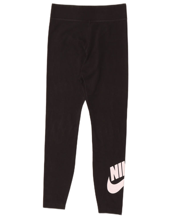 Nike Womens Graphic Leggings UK 12 Medium  Black Cotton
