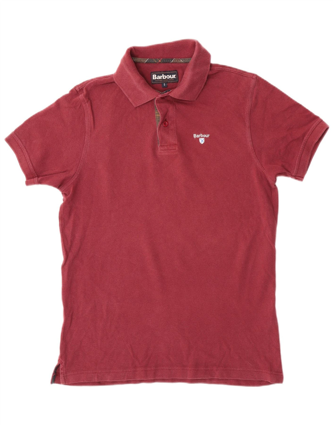 Barbour Mens Polo Shirt Small Burgundy Cotton