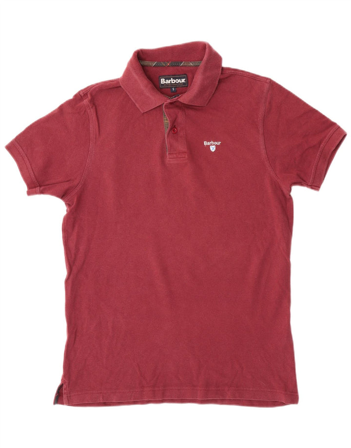 Barbour Mens Polo Shirt Small Burgundy Cotton