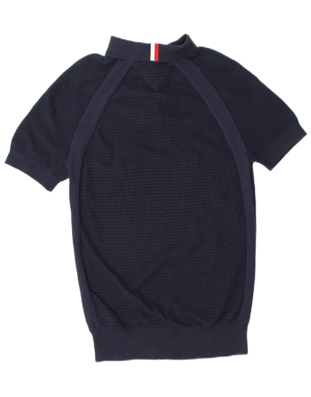 TOMMY HILFIGER Mens Short Sleeve Polo Neck Jumper Sweater XS Navy Blue
