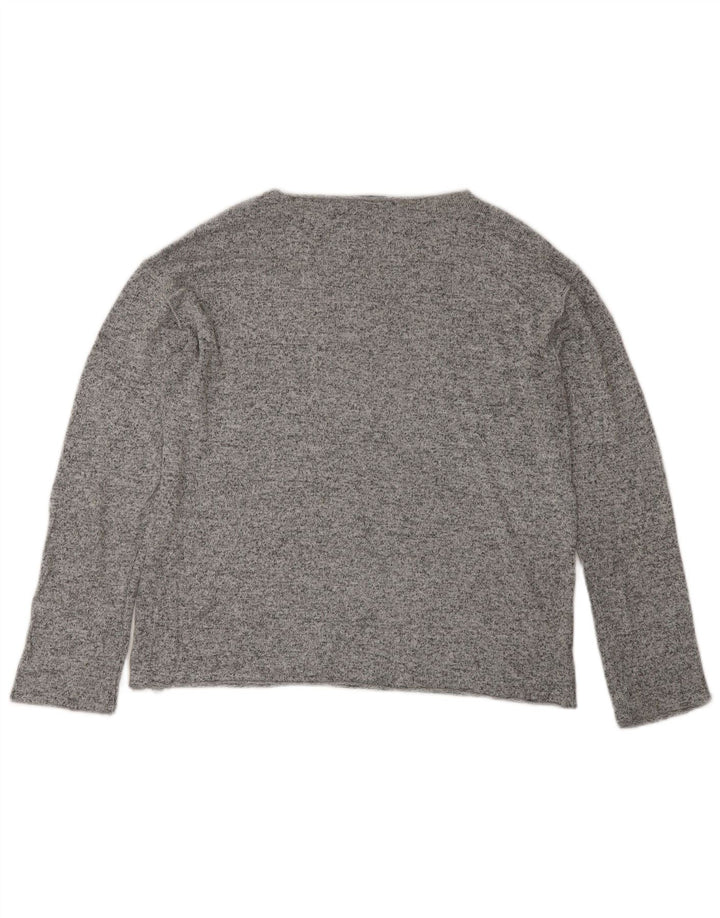 Zara Womens Top Long Sleeve UK 10 Small Grey Flecked Viscose