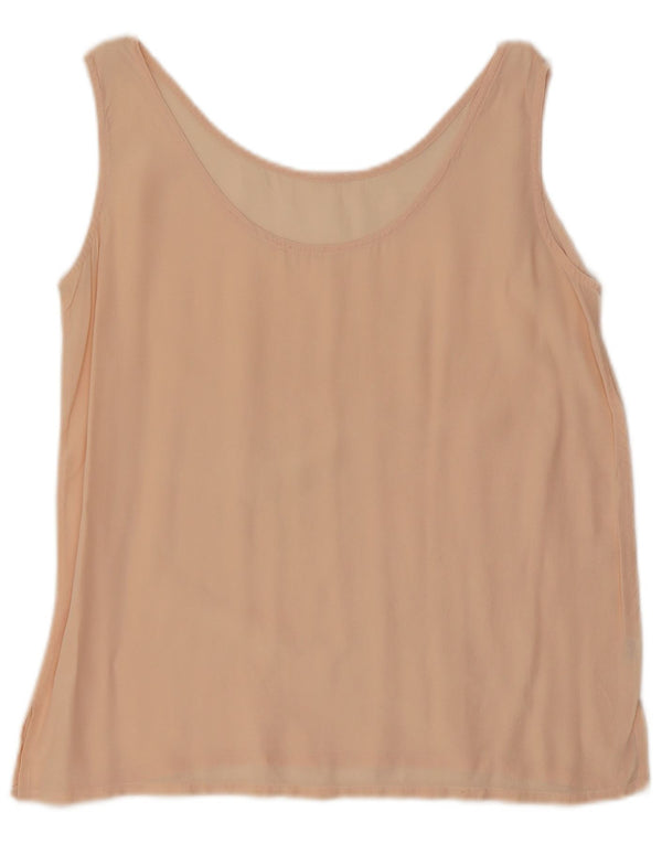 Vintage Womens Sleeveless Blouse Top UK 16 Large Pink Silk