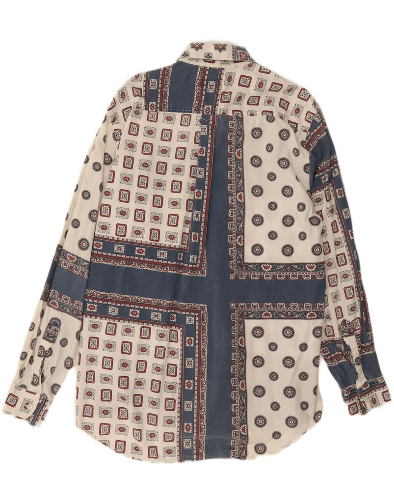 SISLEY Mens Relaxed Elegance Shirt Medium Blue Patchwork Cotton Vintage Sisley and Second-Hand Sisley from Messina Hembry 