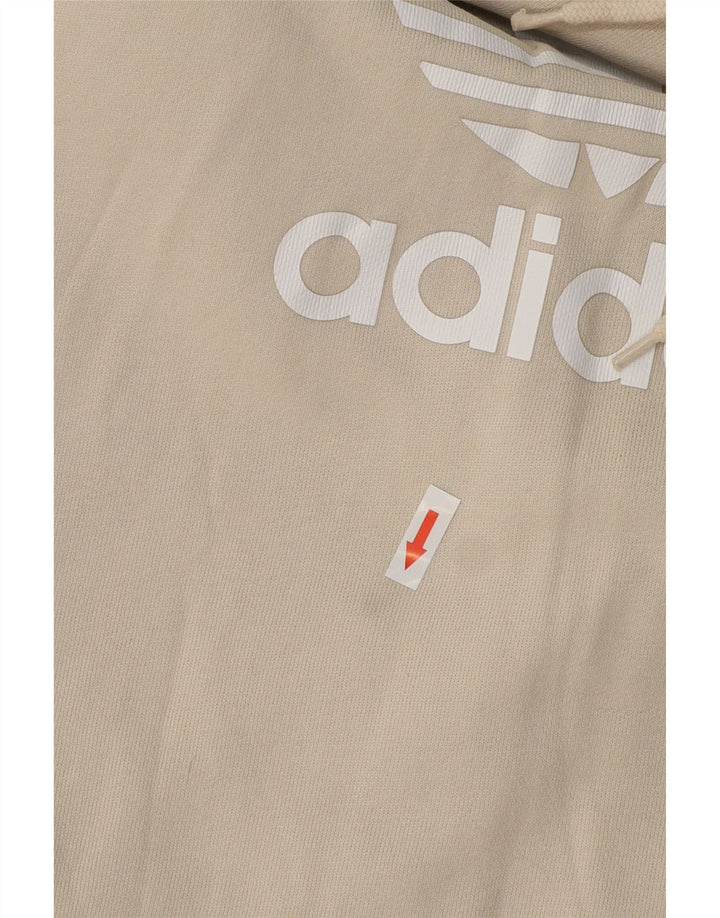 Adidas Mens Graphic Hoodie Jumper Medium Beige Cotton