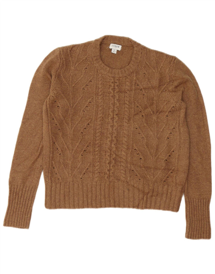 J. Crew Womens Crew Neck Jumper Sweater UK 10 Small Brown Polyamide
