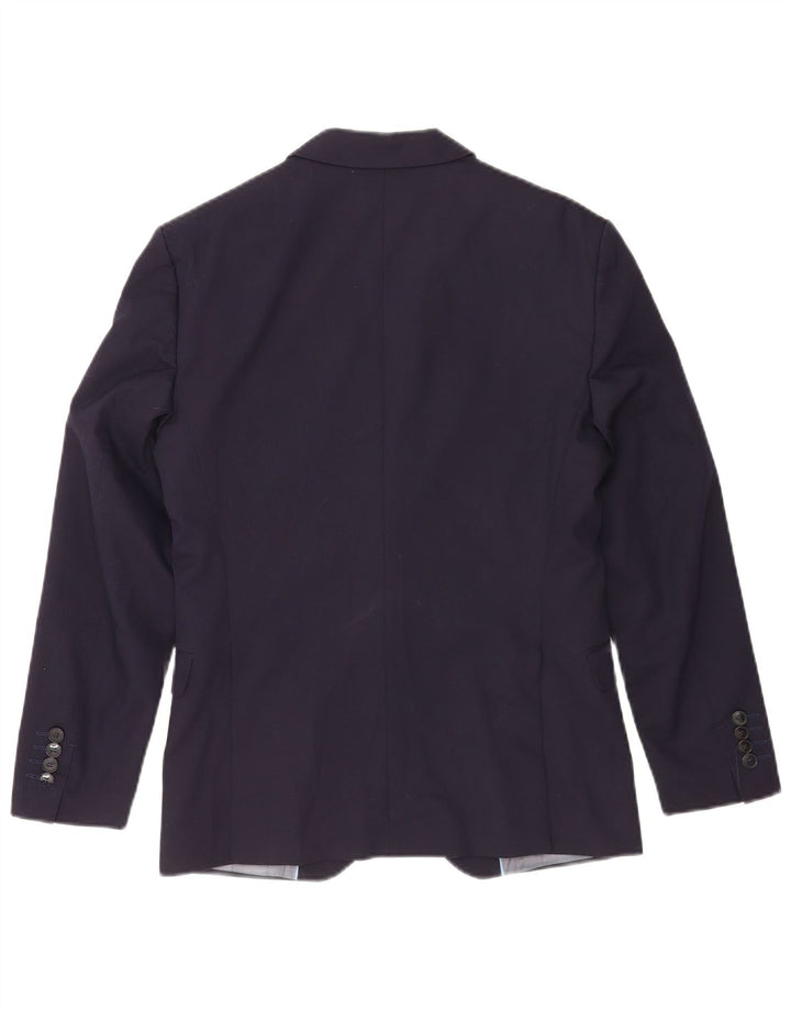 Zara Mens 2 Button Blazer Jacket EU 46 Small Navy Blue Viscose