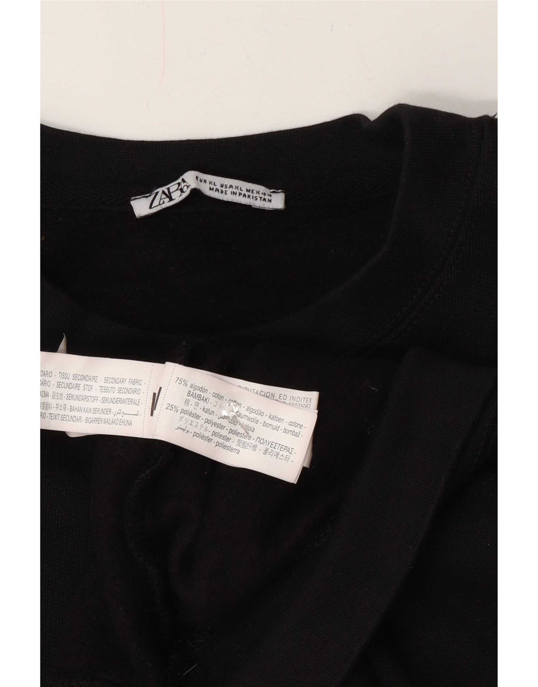 Zara Mens Sweatshirt Jumper XL Black Cotton