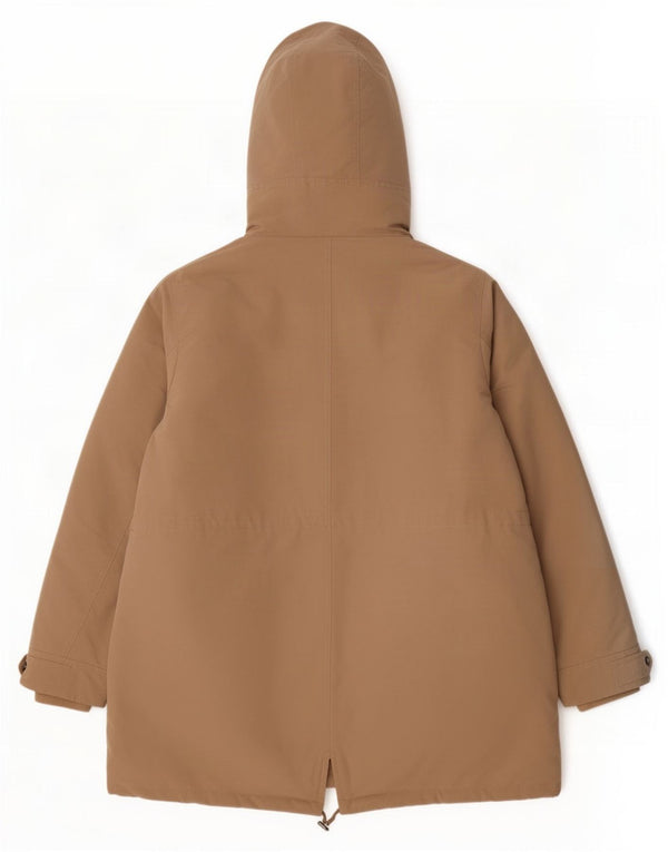 Marks & Spencer Womens Hooded Sherpa Parka Jacket UK 22 3XL Brown Polyester