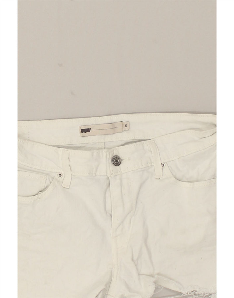 LEVI'S Womens Denim Hot Pants US 6 Medium W30  White Cotton | Vintage Levi's | Thrift | Second-Hand Levi's | Used Clothing | Messina Hembry 