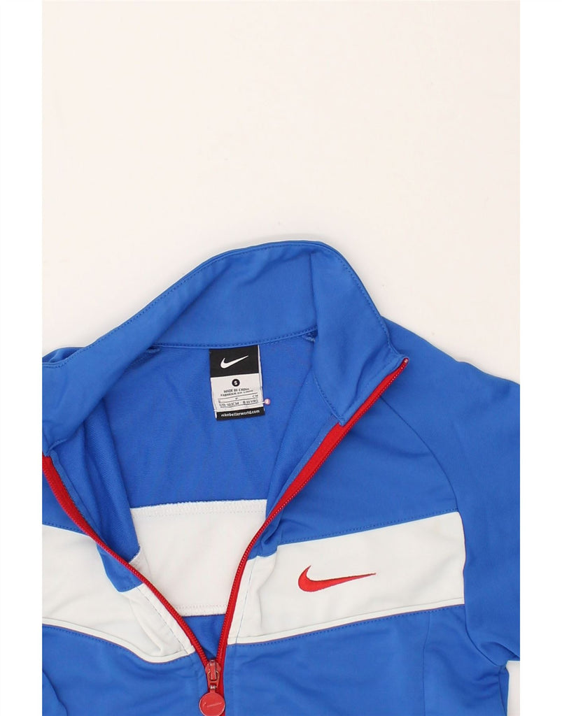 NIKE Boys Tracksuit Top Jacket 8-9 Years Small  Blue Colourblock Polyester | Vintage Nike | Thrift | Second-Hand Nike | Used Clothing | Messina Hembry 