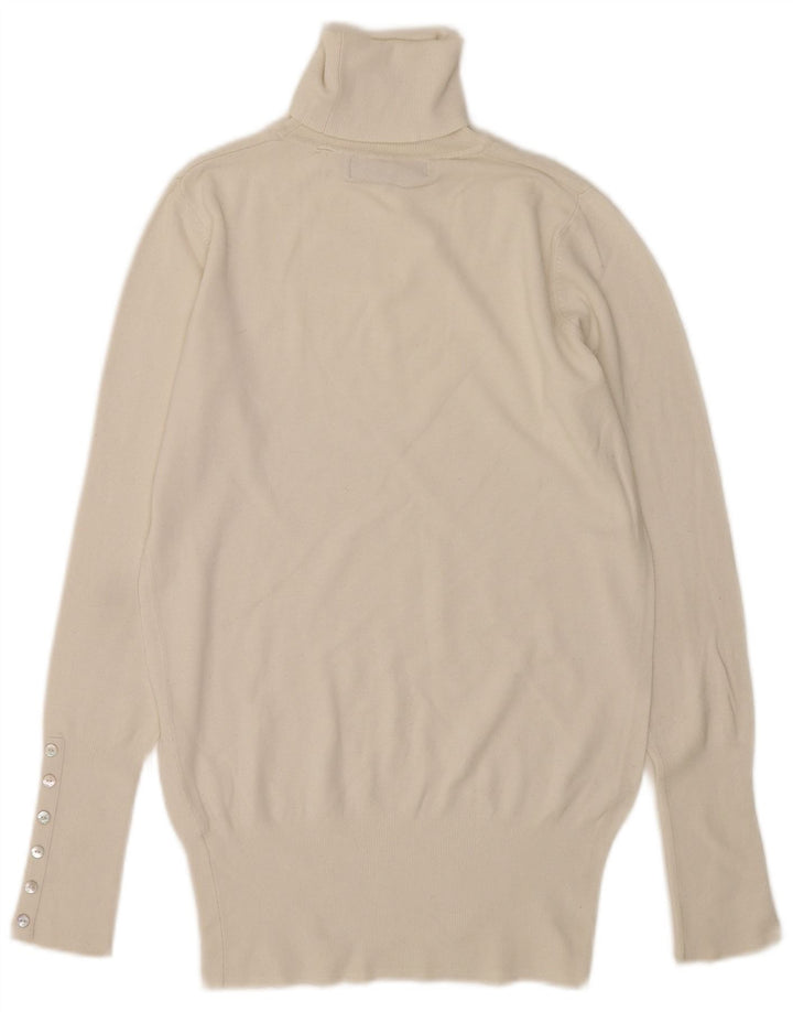 Zara Womens Roll Neck Jumper Sweater UK 12 Medium White Rayon