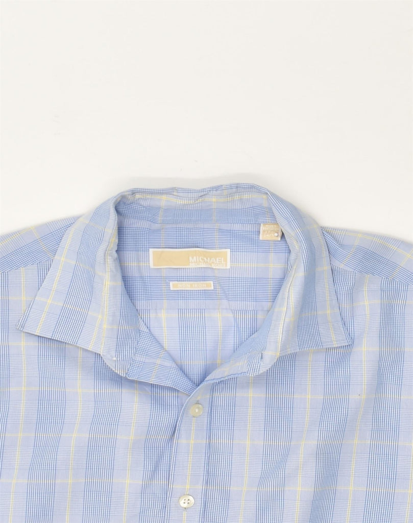 MICHAEL KORS Mens Shirt Size 17 1/2 XL Blue Check Cotton | Vintage Michael Kors | Thrift | Second-Hand Michael Kors | Used Clothing | Messina Hembry 