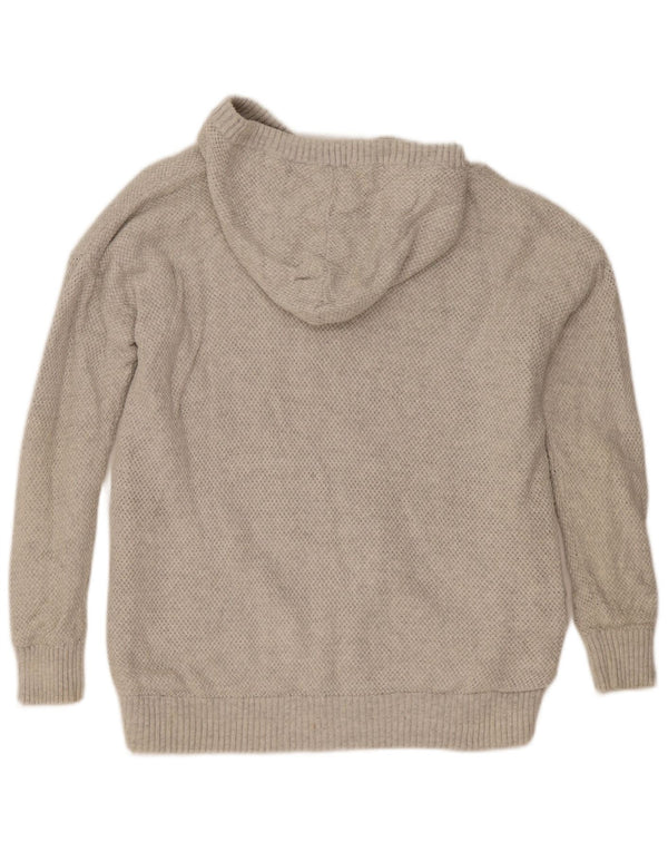 Rip Curl Womens Hooded Sherpa Cardigan Sweater UK 14 Large Grey Cotton