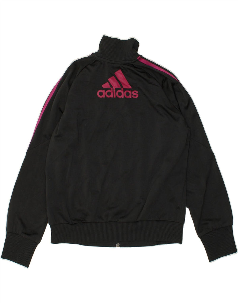 ADIDAS Girls Graphic Tracksuit Top Jacket 11-12 Years Black Polyester | Vintage Adidas | Thrift | Second-Hand Adidas | Used Clothing | Messina Hembry 