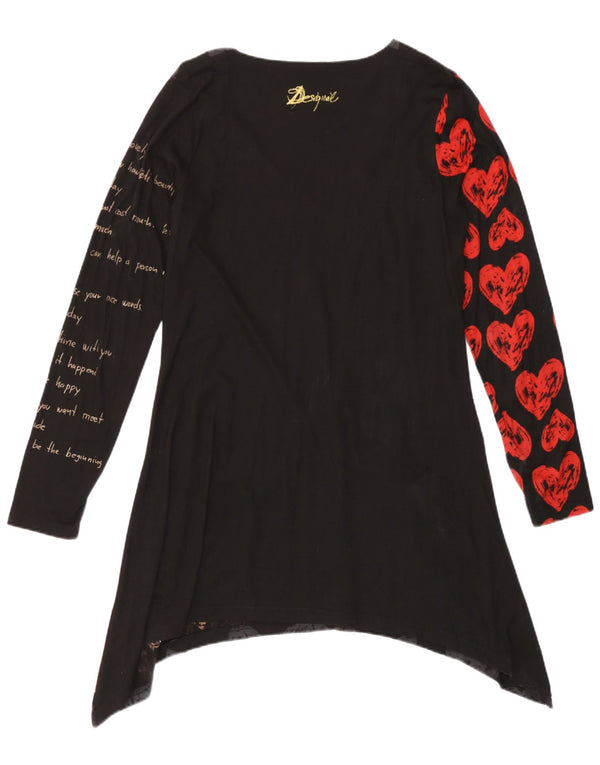 Desigual Womens Graphic Asymmetric Tunic Dress UK 18 XL Black Heart