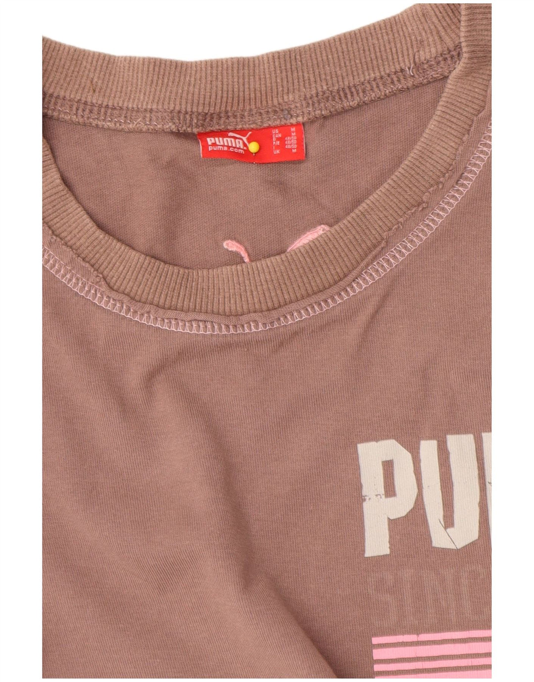 Puma Womens Graphic T-Shirt Top UK 14 Medium Brown