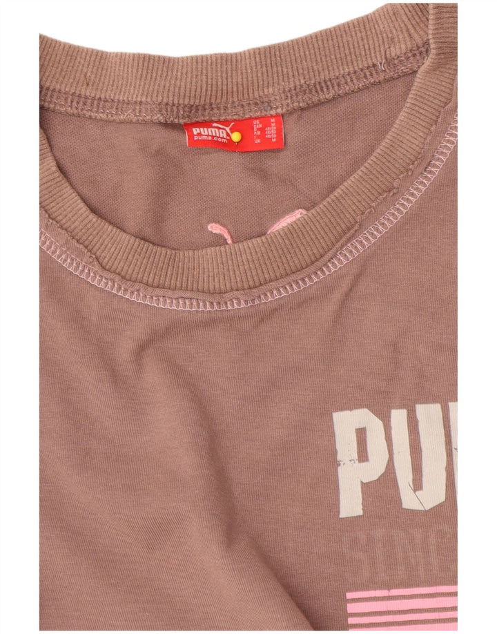 Puma Womens Graphic T-Shirt Top UK 14 Medium Brown