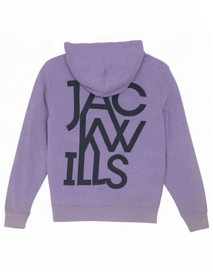 Jack Wills Mens Graphic Zip Hoodie Sweater Medium Purple Flecked Polyester