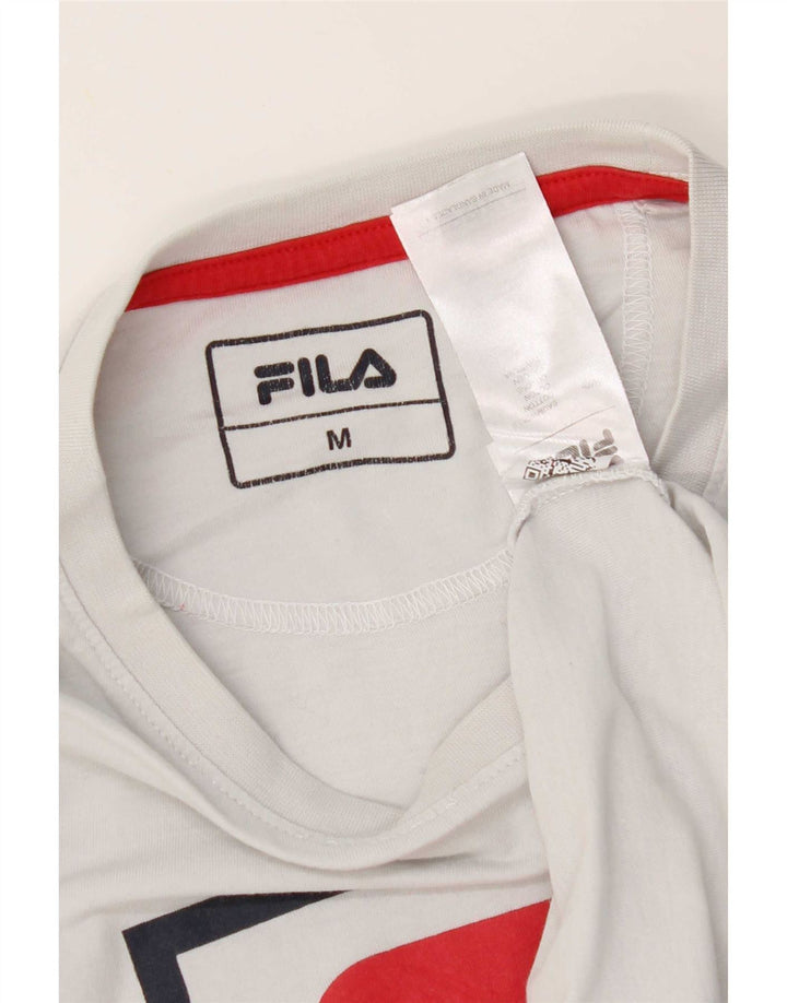 Fila Mens Graphic T-Shirt Top Medium White Cotton